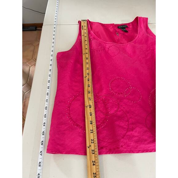 Valerie Stevens Pink 100% Linen Sleeveless Blouse Beading Embroidered XL - Picture 11 of 12